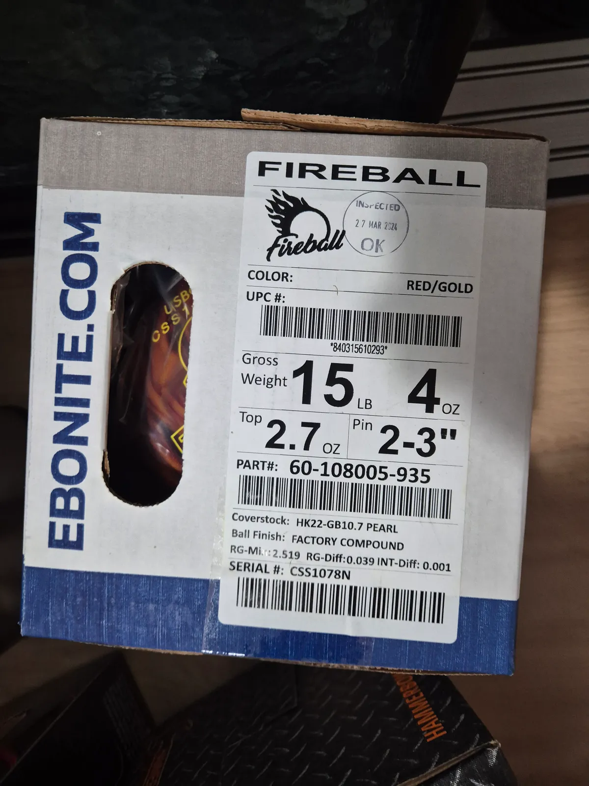 에보나이트 파이어볼 팝니다