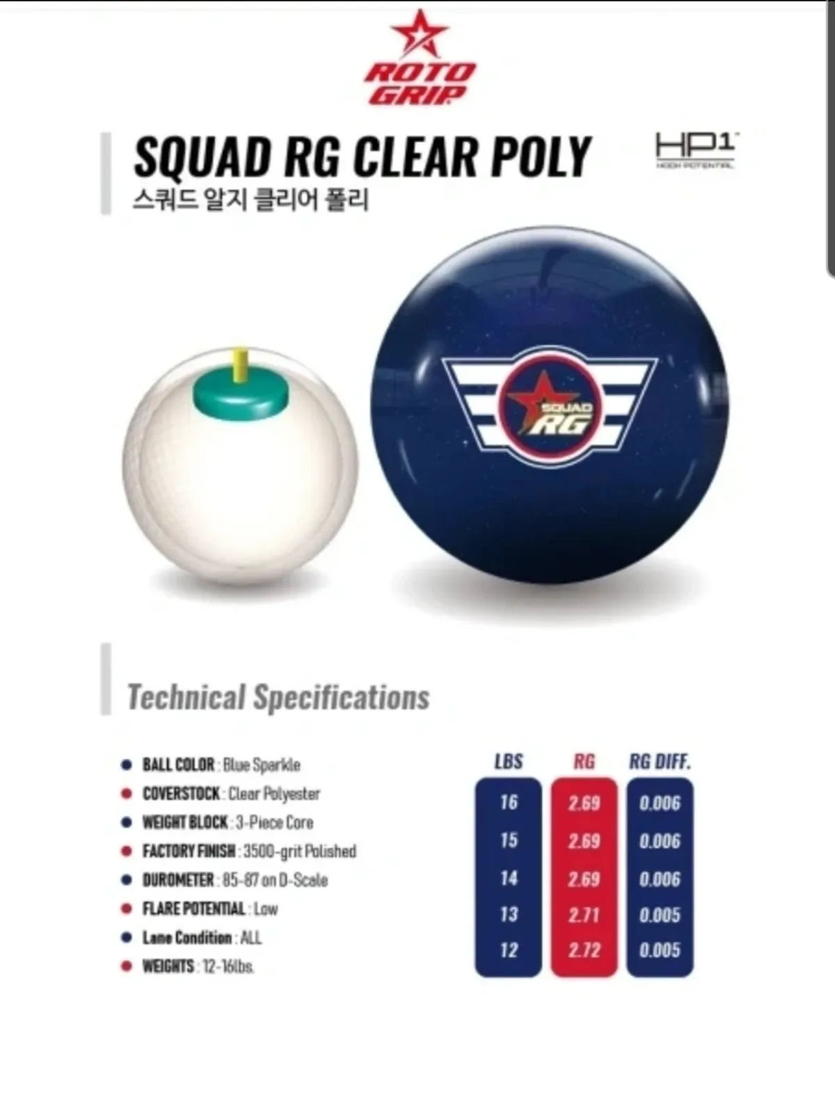 로토그립 스쿼드 RG 클리어 폴리 하드볼 